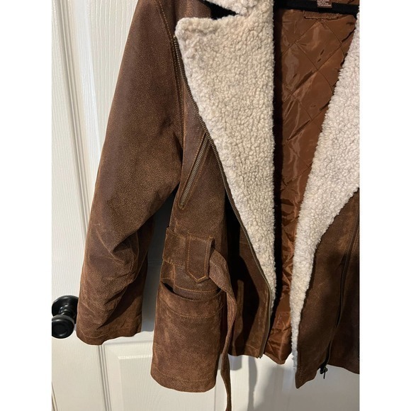 NORTHERN STYLE Women's 100% Genuine Leather Bomber Style Coat Size Large W/Belt‎ - Picture 4 of 11